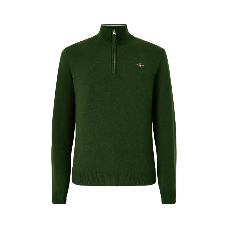 Superfine Lambswool Half Zip Green