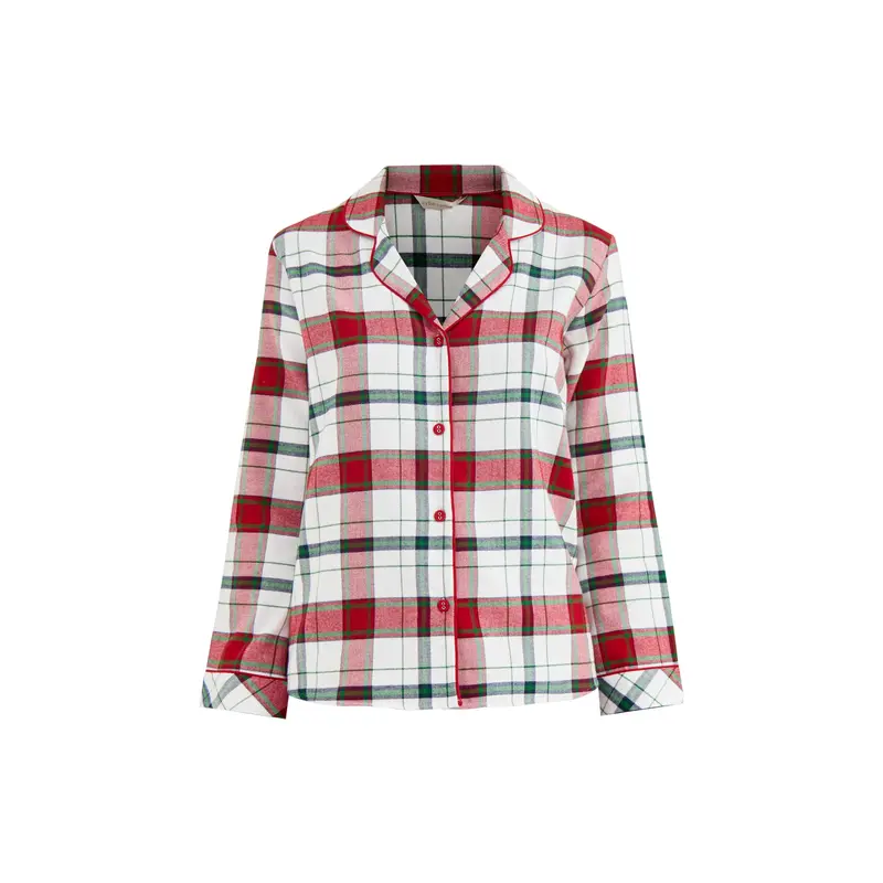 Brushed Check Pyjama Top Red