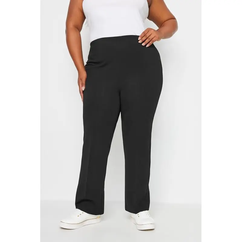 YOURS BESTSELLER Curve Black Pull On Ribbed Bootcut Stretch Trousers