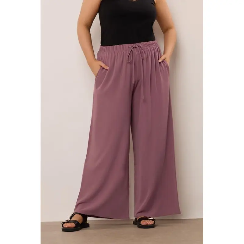YOURS Curve Purple Twill Wide Leg Trousers