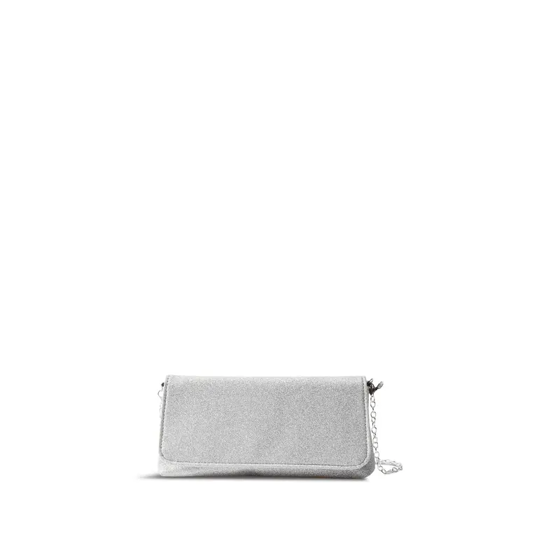 Glitter Foldover Clutch Silver