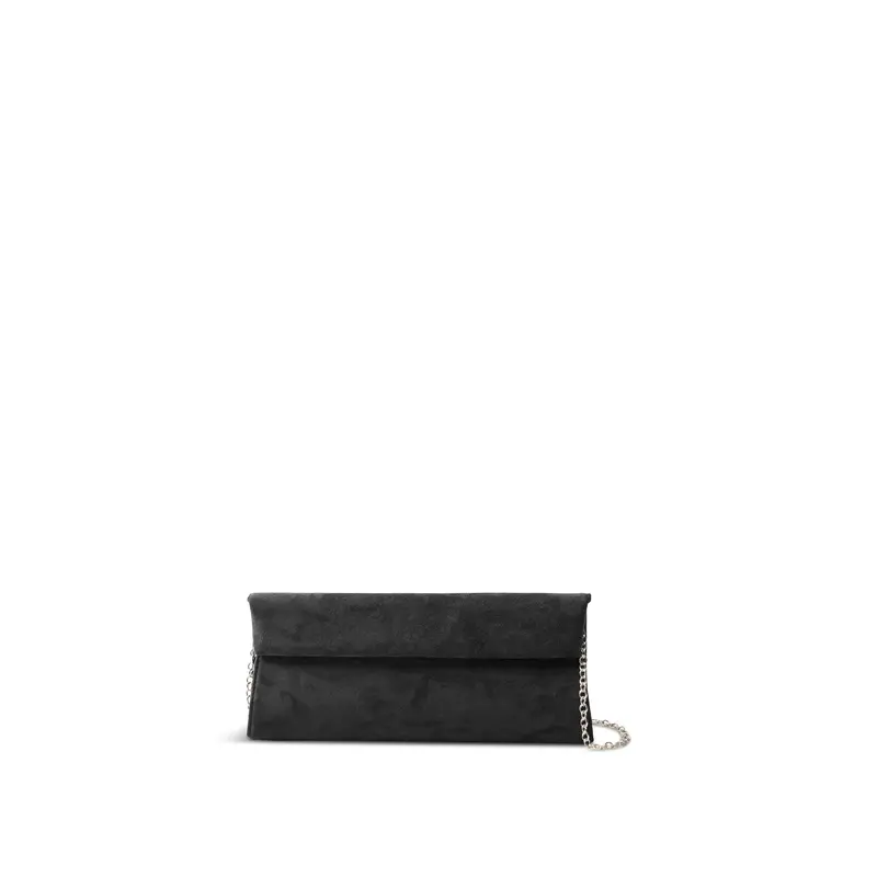 Suede Foldover Clutch Black