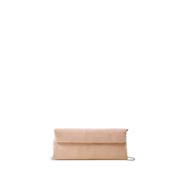 Suede Foldover Clutch Brown