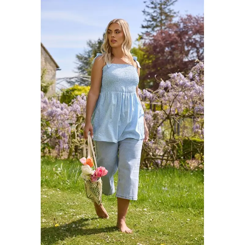 YOURS Curve Light Blue Wide Leg Cropped Jeans