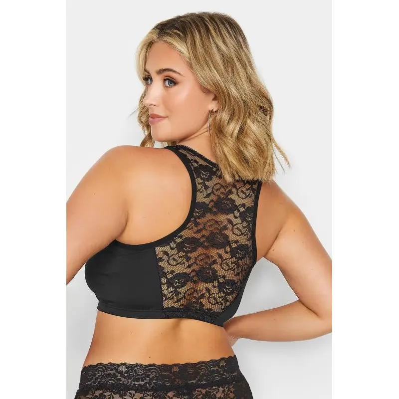 YOURS Black Non-Wired Front Fastening Bra