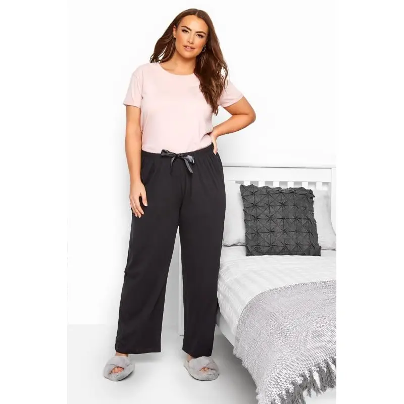 YOURS Curve Black Essential Cotton Pyjama Bottoms