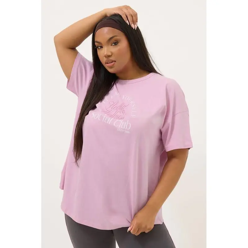 YOURS ACTIVE Curve Pink 'Health & Wellness Social Club' Top