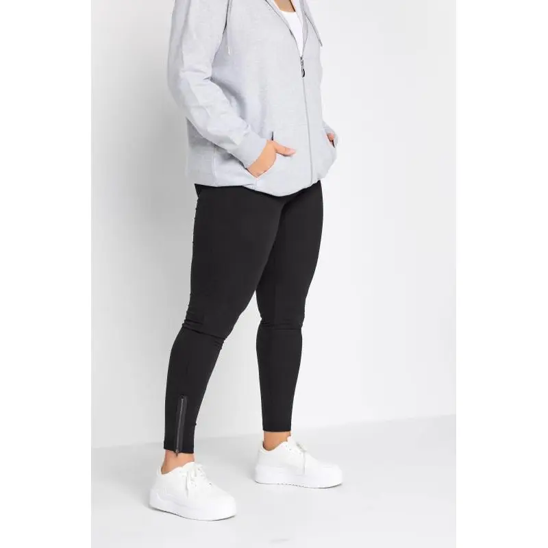 YOURS Curve Black Zip Hem Leggings
