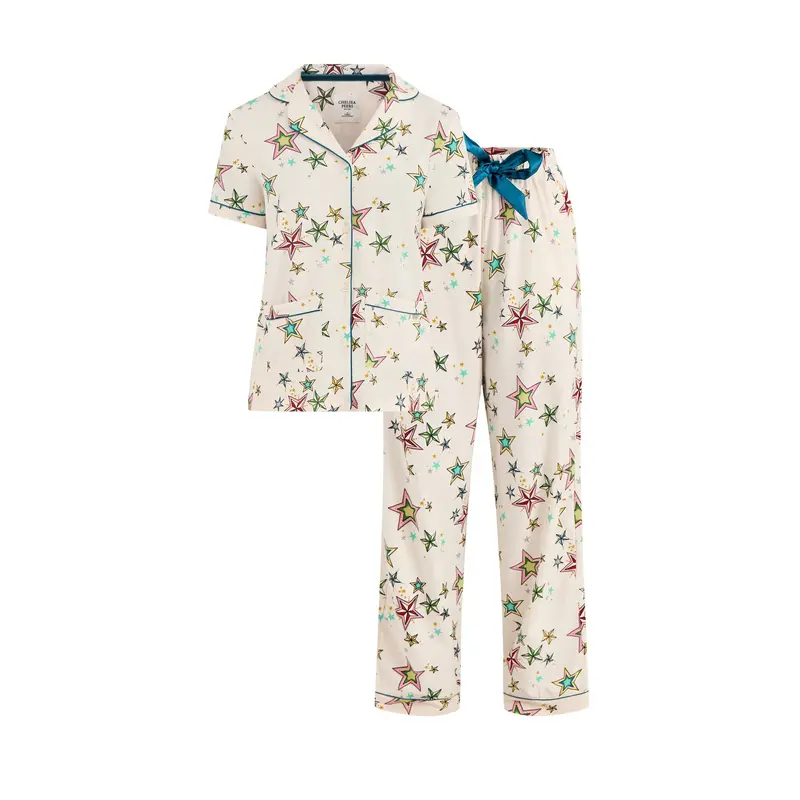 Colourful Long Pyjama Set Cream