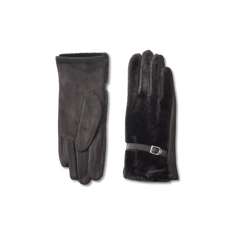 Evie Faux Fur Gloves Black