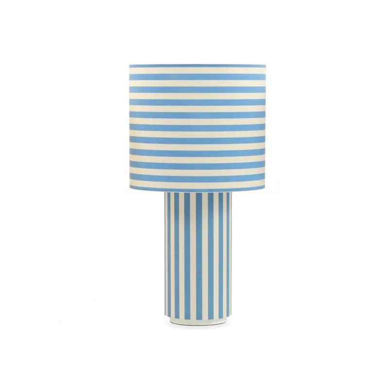 Raie Fabric Table Lamp Blue White