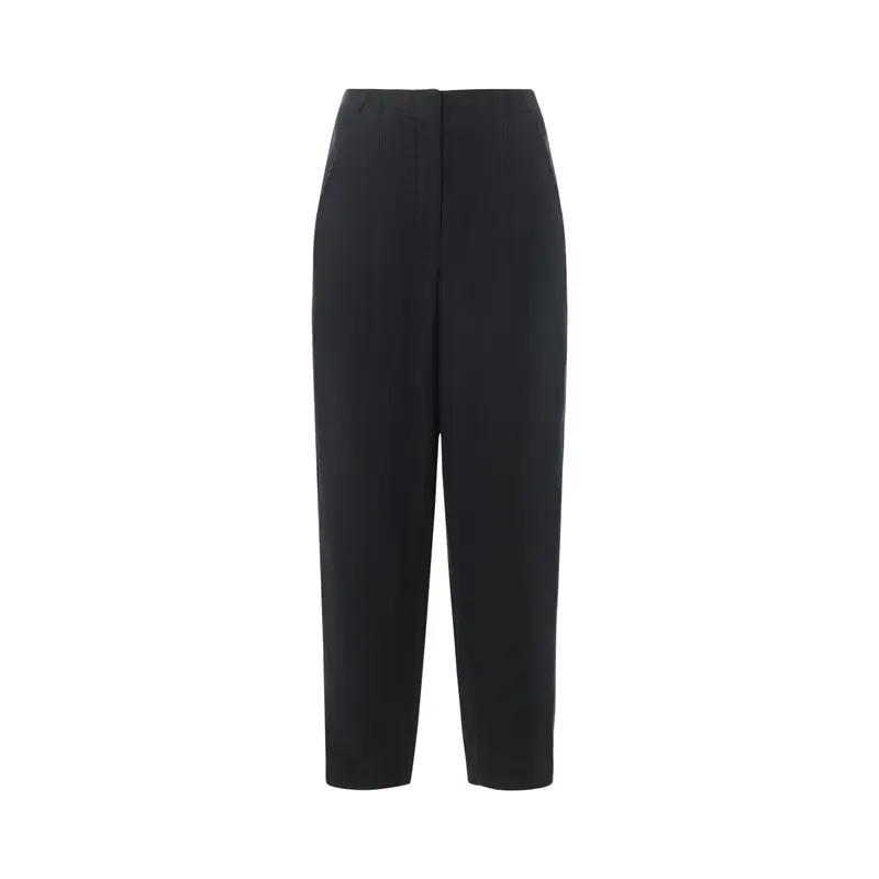Black Linen Barrel Leg Trouser