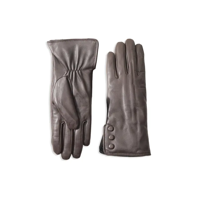 Agata Leather Side Buttons Gloves