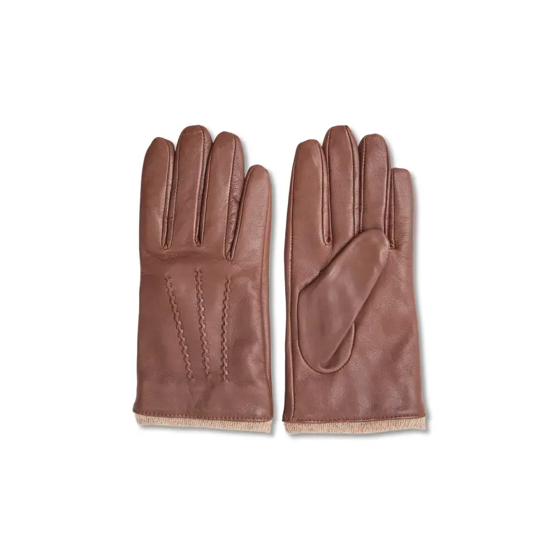 Lorraine Leather Knit Cuff Gloves Chestnut