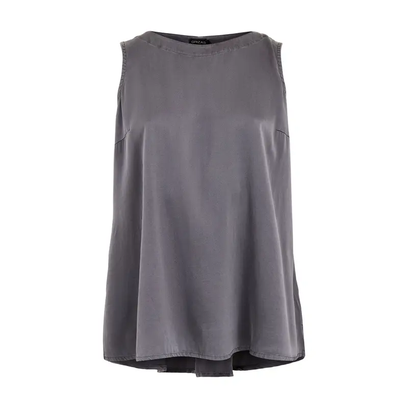 Silk Sleeveless Top Black Silver