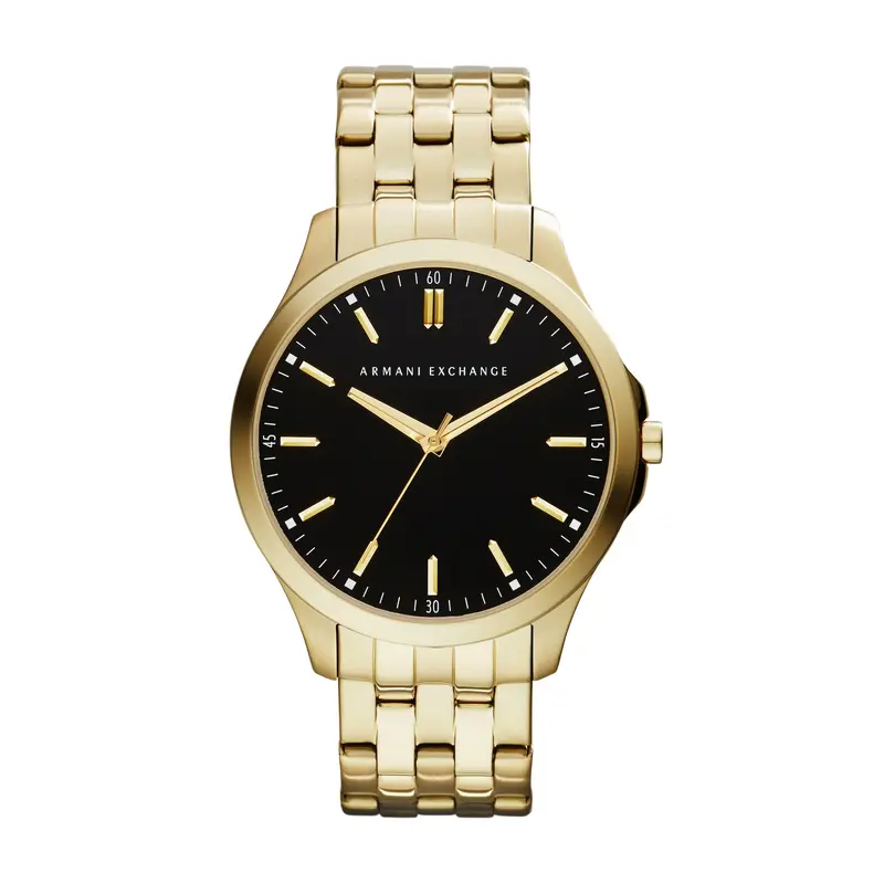 Men's Black Dial Gold-Plated Bracelet Watch