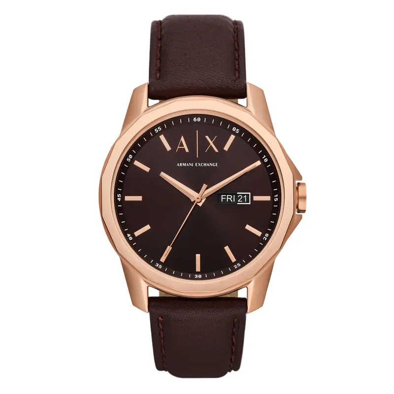 Men's Brown Leather Strap Watch