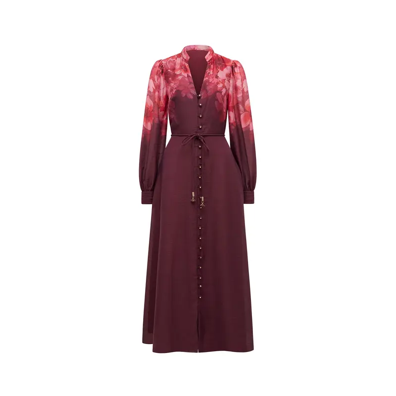 Camilla Long Sleeve Printed Midi Dress Multi