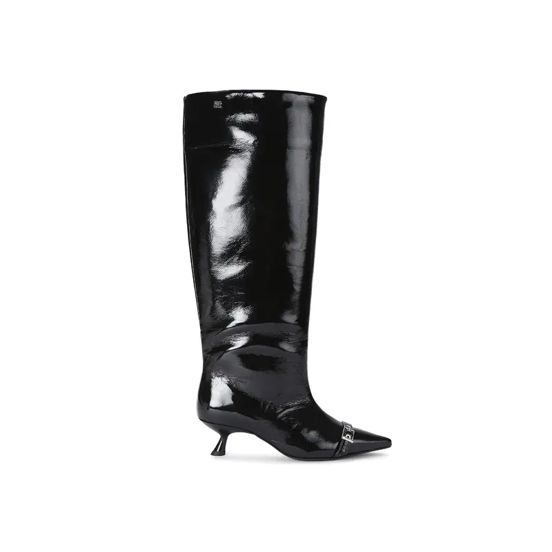 Eyelet Slouchy Boots Black