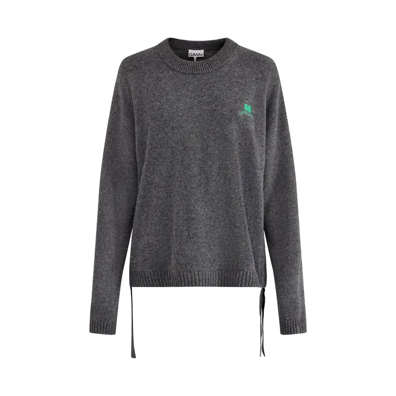 Future Wool Mix Oversized O-Neck Charcoal Grey