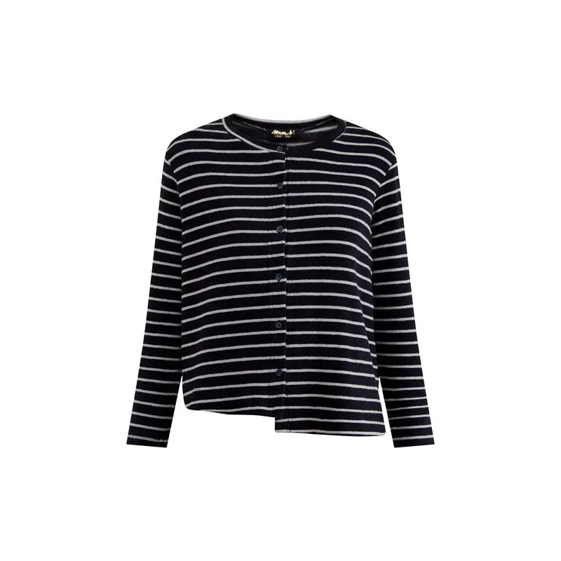 Asymmetric Stripe Cardigan Navy