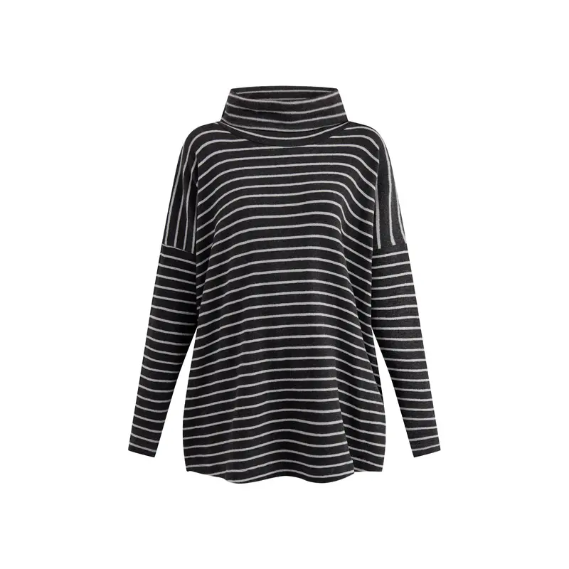 Stripe Roll Neck Jumper Grey
