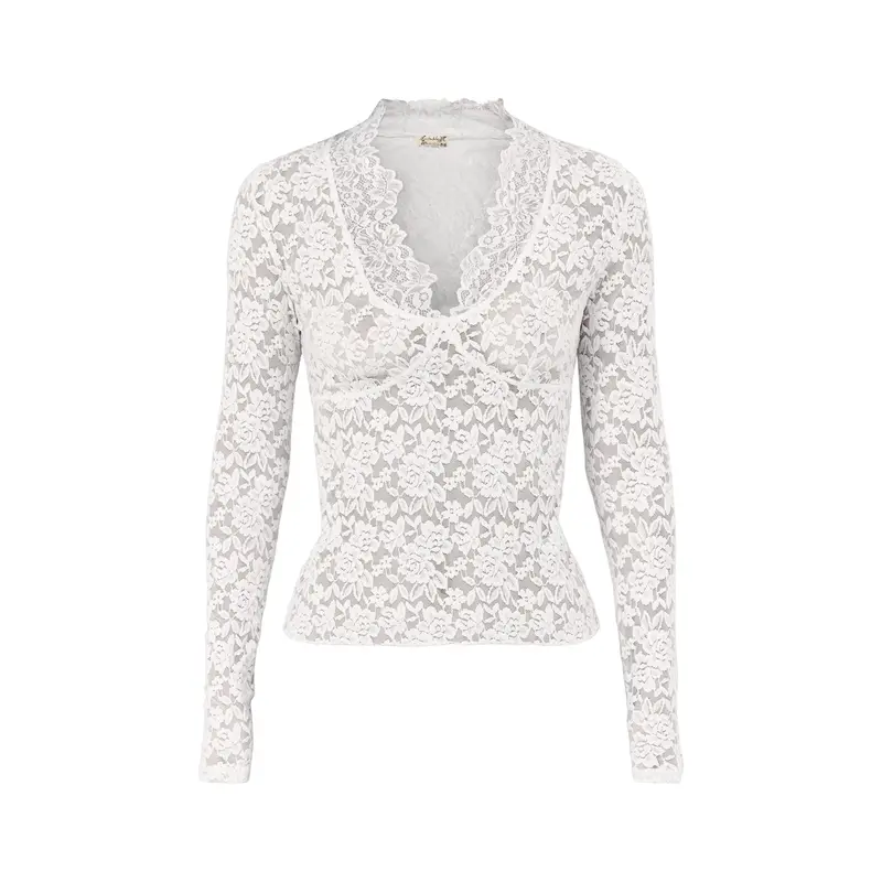 All Day Lace Long Sleeve Top Ivory