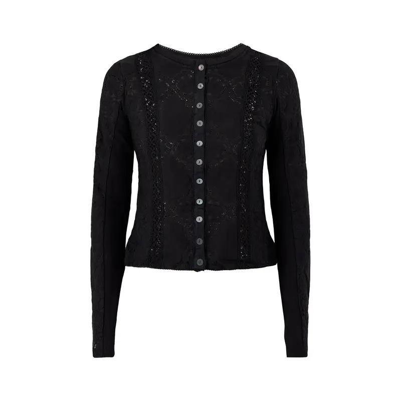 Jae Ribbed Long Sleeve Top Black