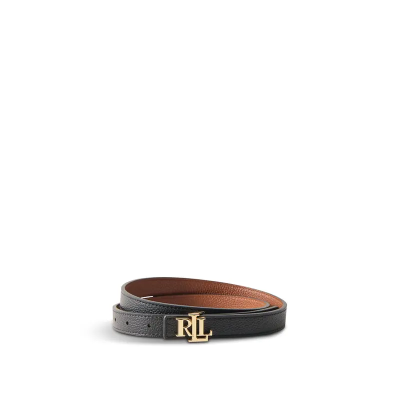 Reversible Skinny Leather Belt Black