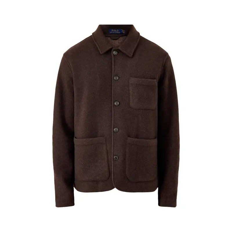 Brushed Double Knit Overshirt Dark Brown Heather