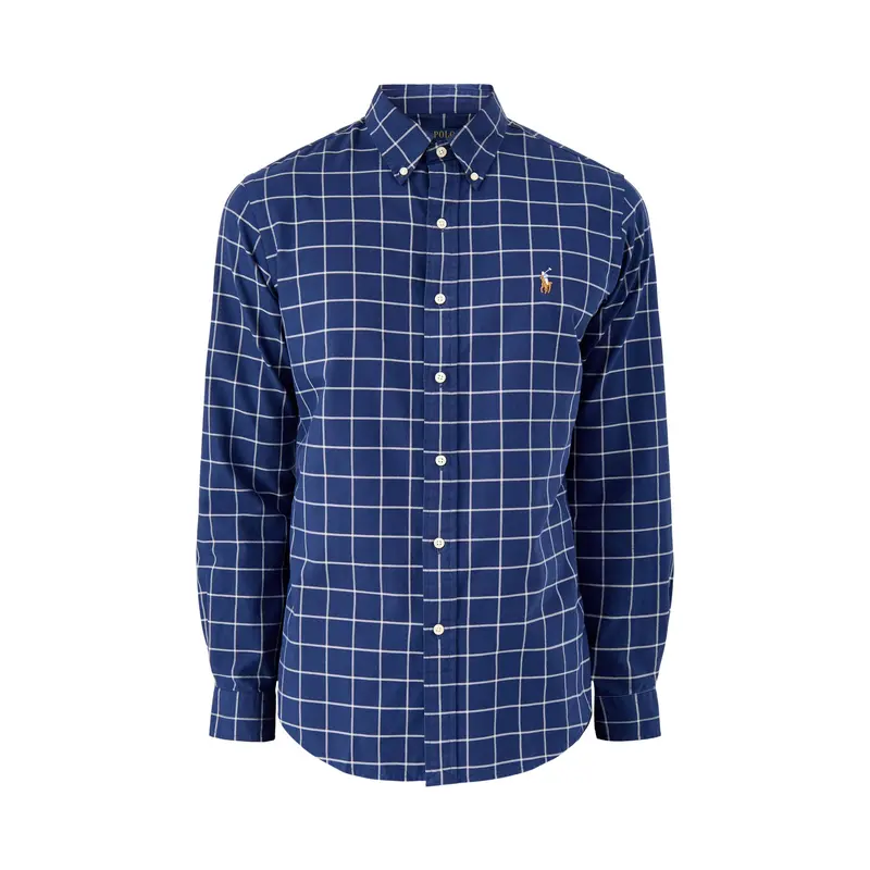 Custom Fit Oxford Windowpane Check Shirt Navy White