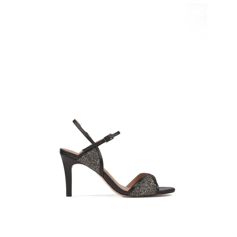 Estelle Crystal Detail Heel Sandals Black