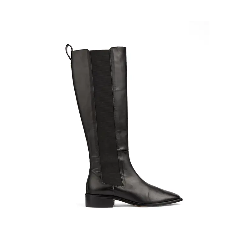 Zara Leather Knee Boots Black