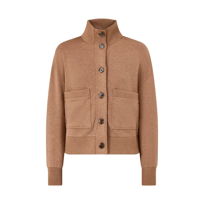 Button Through Fleece Lounge Sweatshirt Bronze