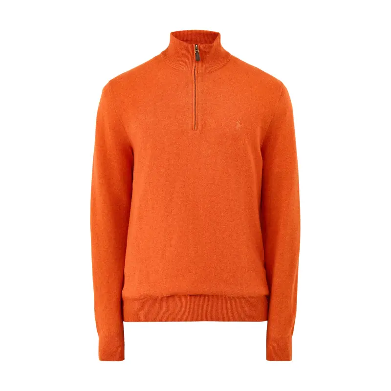 Half-Zip Merino Wool Jumper Jaffa Orange