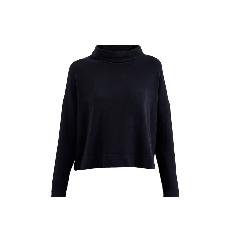 Roll Neck Asymmetric Hem Knit Navy