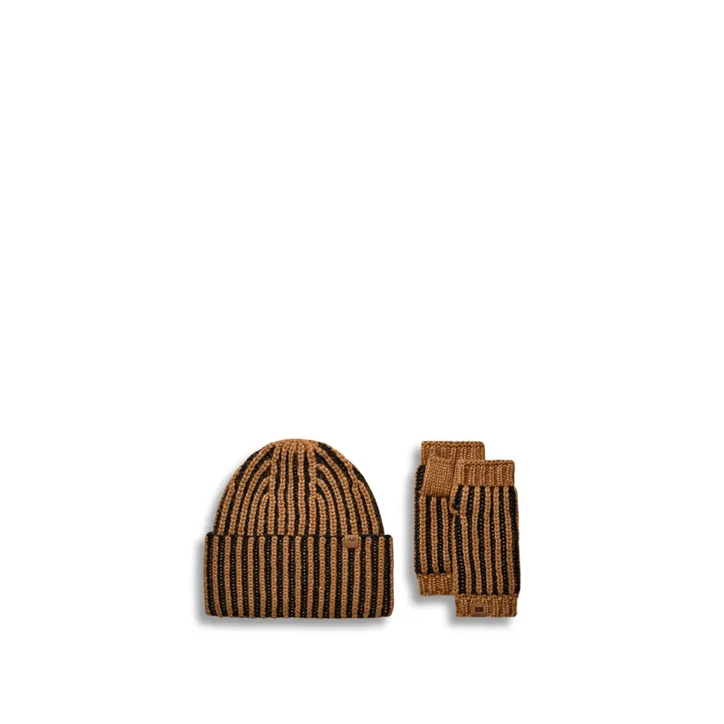 Plaited Hat and Scarf Gift set Black