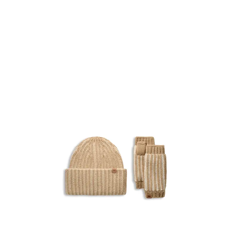 Plaited Hat and Scarf Gift set Cream M