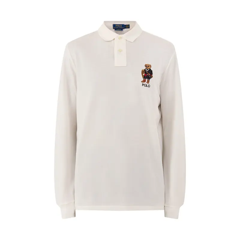 Holiday Bear Long Sleeve Polo Cream