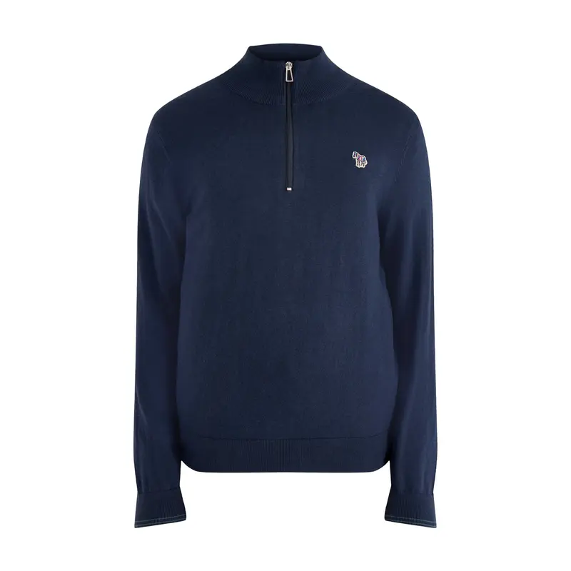 Zip Neck Zebra Knit Navy