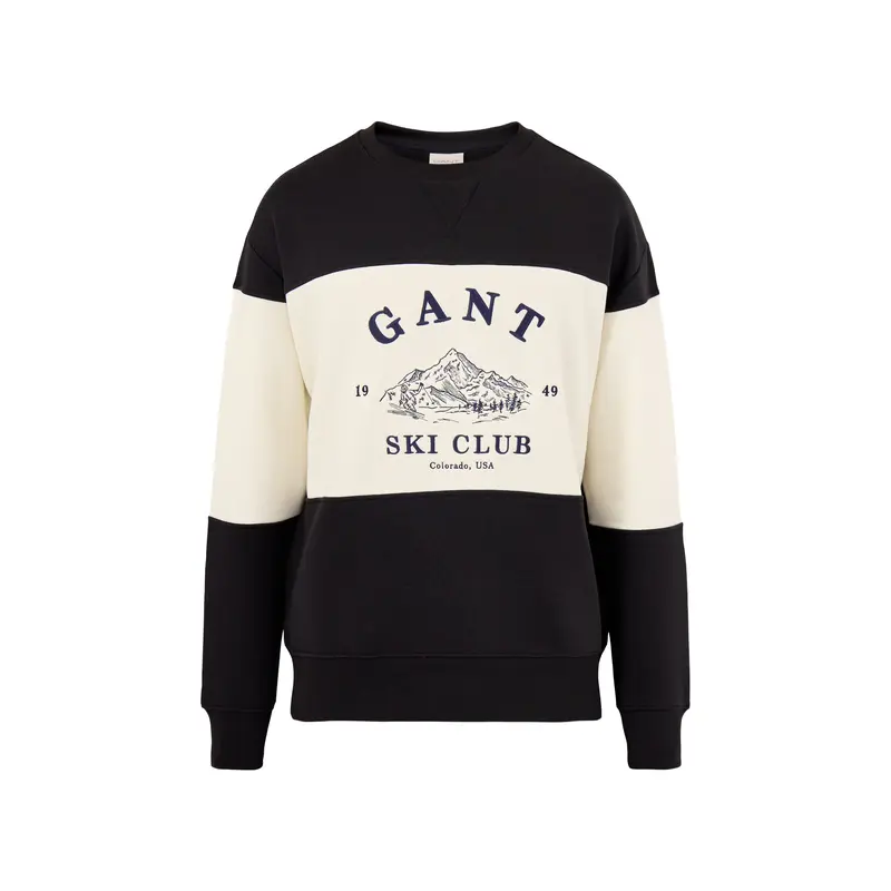 Blocked Embroidered Ski Sweatshirt Black