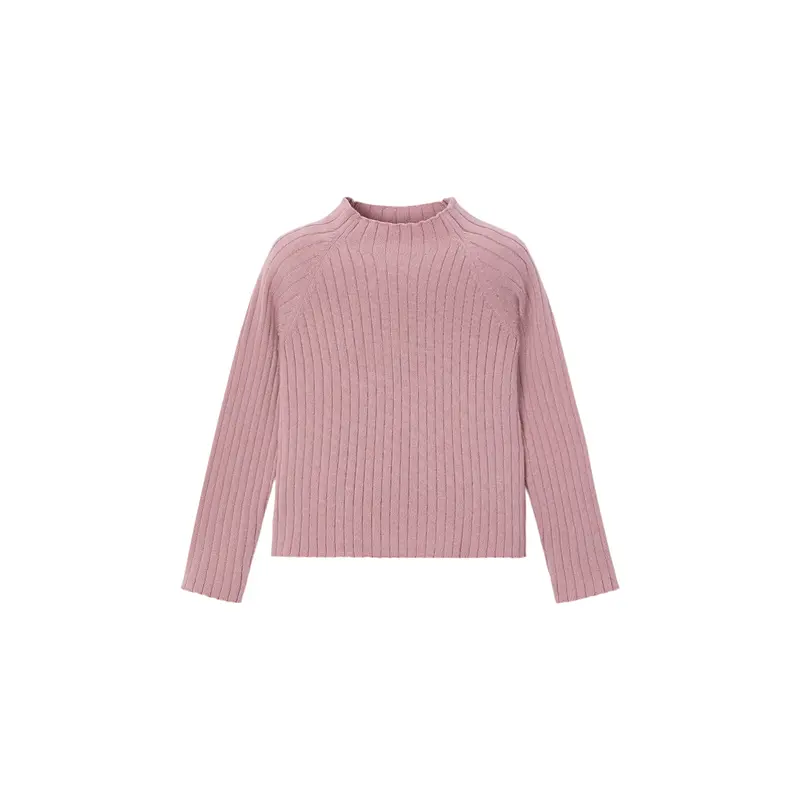 Girls Rib Turtleneck Top Pink