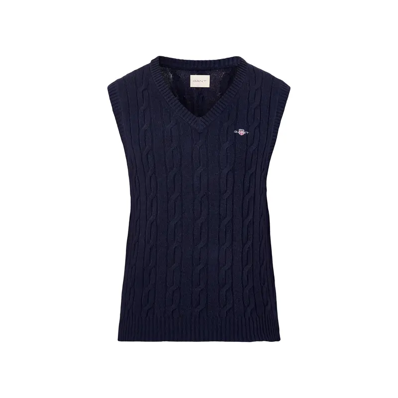 Lambswool Cable Vest Evening Blue