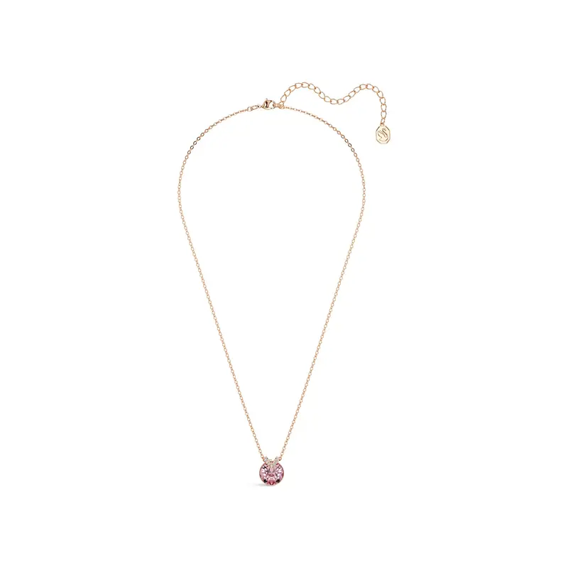 Bella Round Cut Pendant Necklace Pink Stone Rose Gold Plated