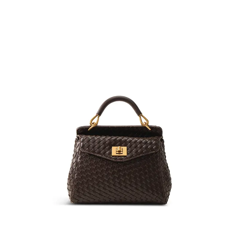 Lucia Classic Top Handle Woven Bag Cream