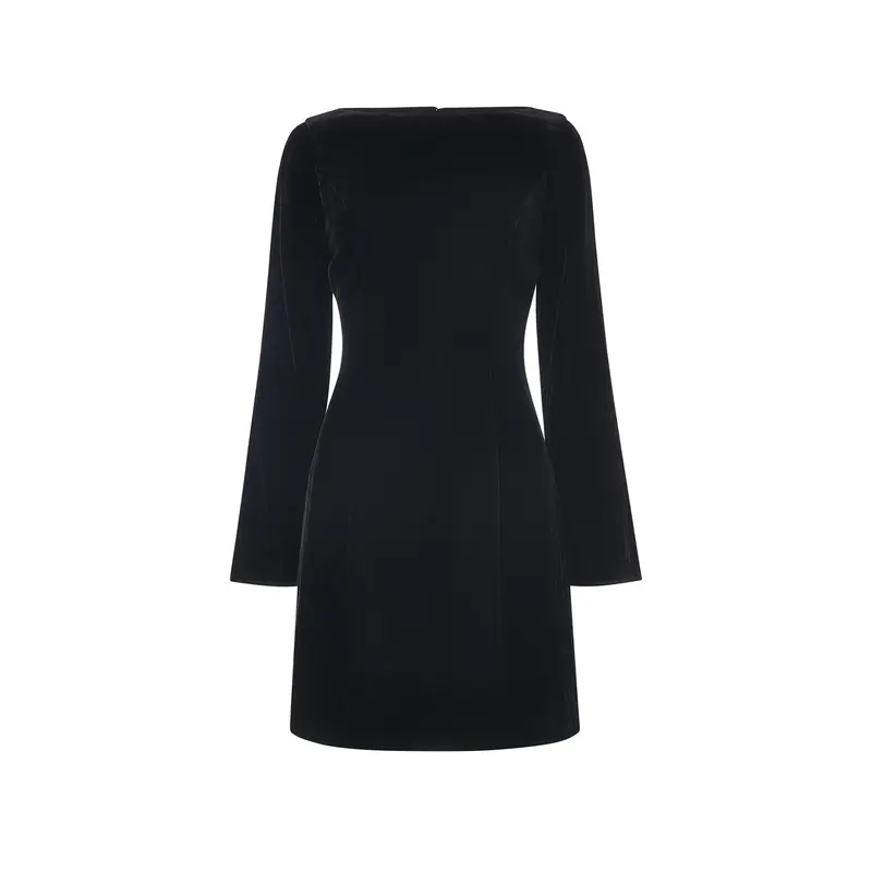 Velvet Flare Sleeve Dress Black