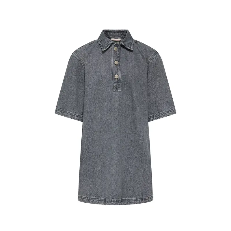 Girls Denim Short Sleeve Dress Grey Denim