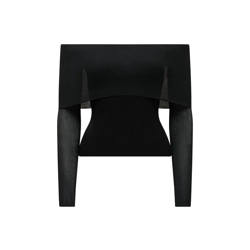 Brynn Bardot Knitted Top Black