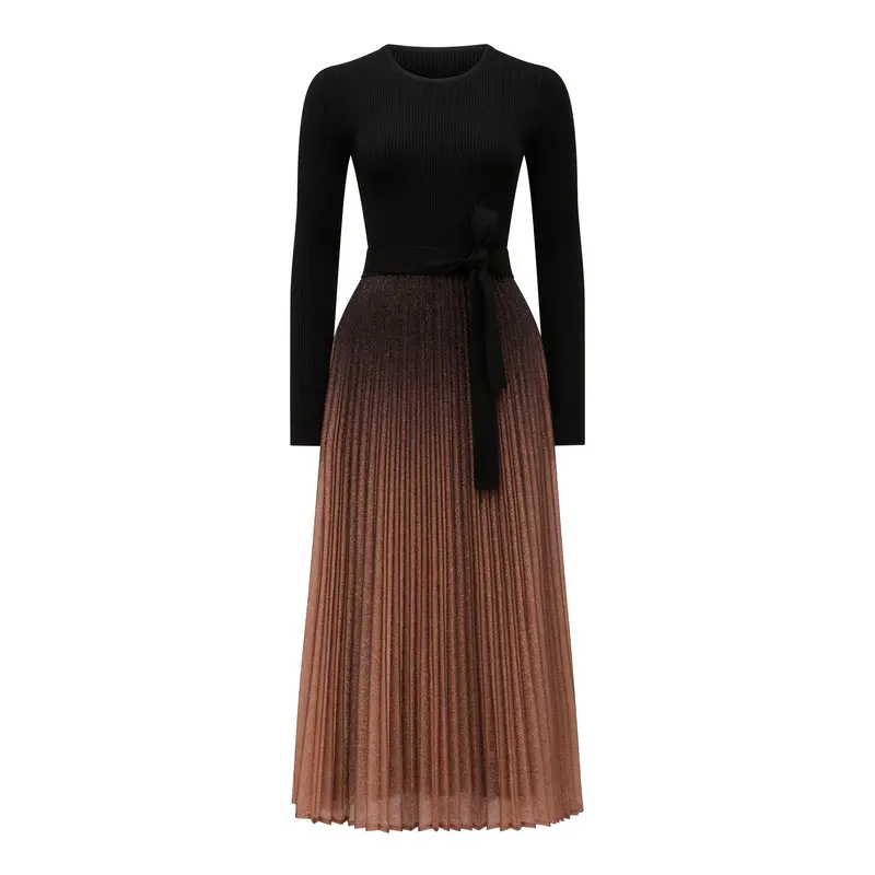 Celina Ombre Metallic Midi Dress Black