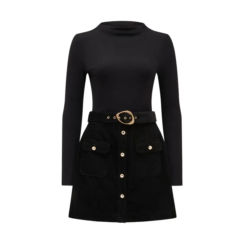 Zahra 2 in 1 Mini Dress Black